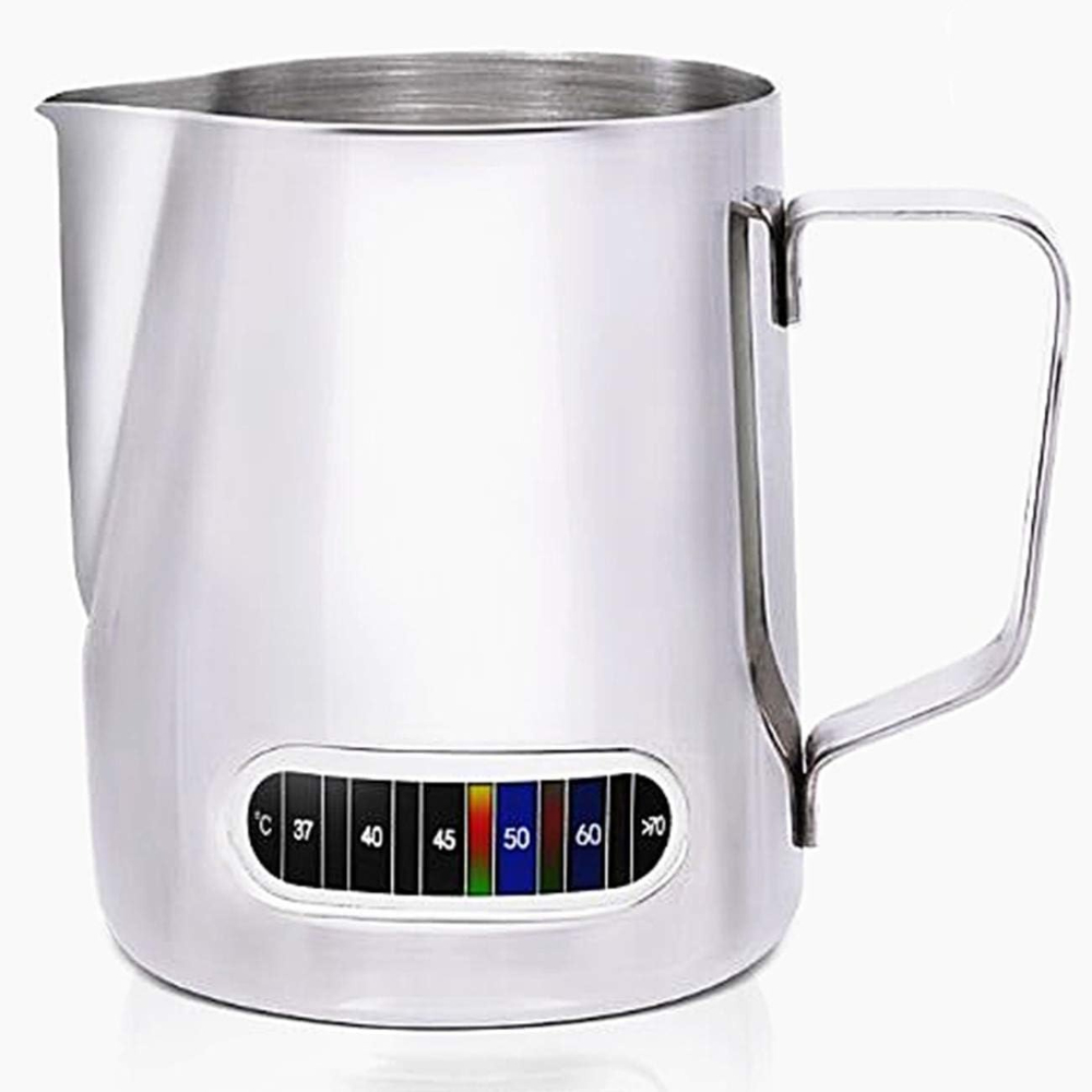 Milk Steaming Pitcher - 温度計内蔵ミルク泡立てピッチャー、ラテアート用ジャグ、ステンレス製クリーマー、エスプレッソ蒸しピッチャー