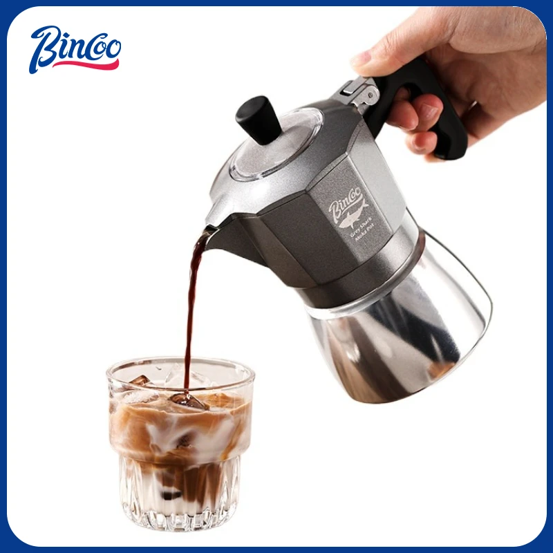 Coffee Equipment Wholesale - Bincoo 2カップ ダブルバルブ モカポット アルミ合金製コーヒーポット カフェマシン