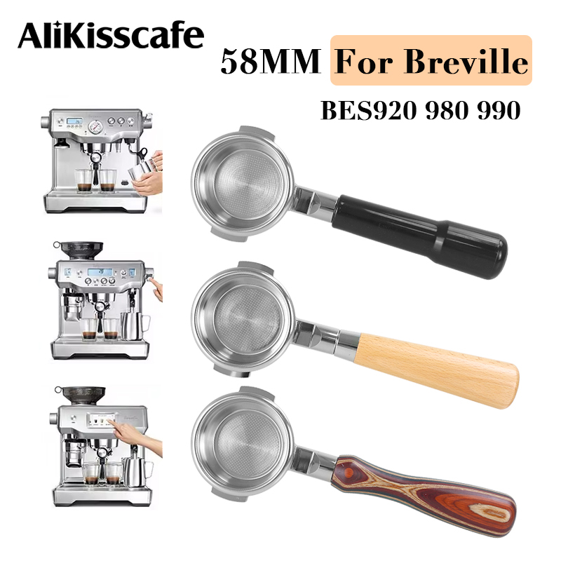 Coffee Equipment Wholesale - ブレビル用ボトムレスポータフィルター、コーヒーアクセサリー、エスプレッソメーカー、バリスタツール、ブレビルbes920 980 990、2カップフィルターバスケット、58mm