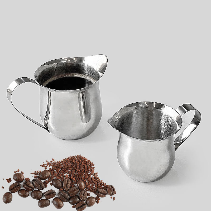 Milk Steaming Pitcher - 2/3/5/7オンスコーヒーミルク泡立てピッチャーカップスチールエスプレッソクリーマーピッチャー計量カップ注ぎ口付きコーヒーウェア