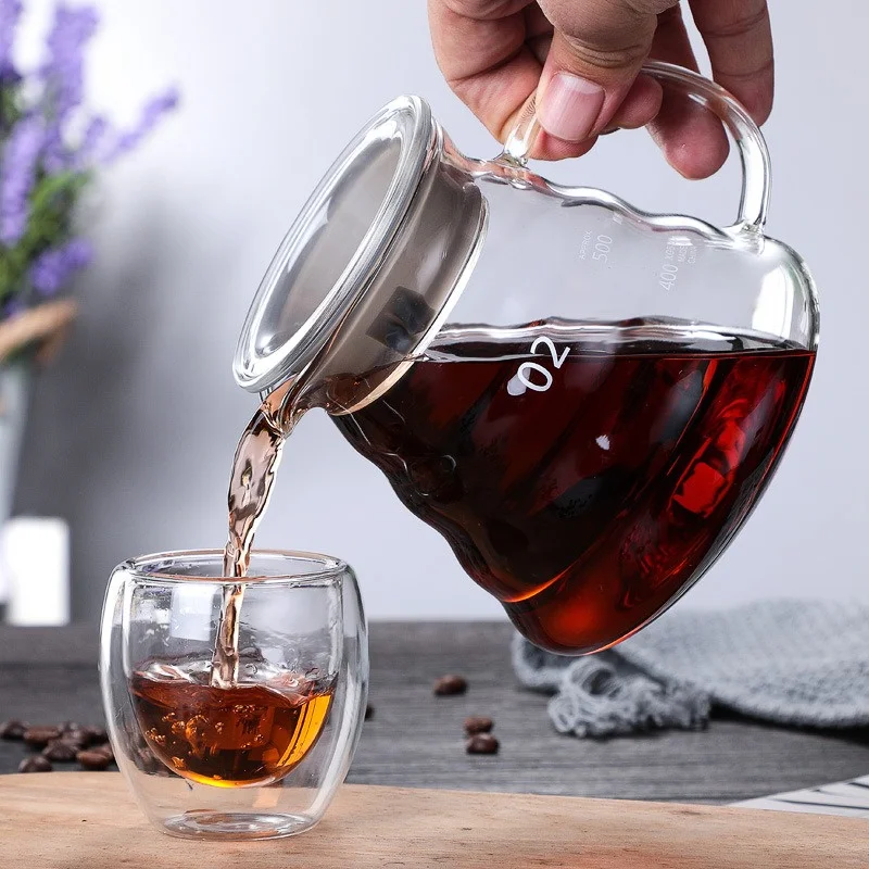 Coffee Equipment Wholesale - 蓋付きの手作りコーヒーカラフ,透明なガラスのやかん,共有ポット,カラフメーカーの付属品,350 600 800ml