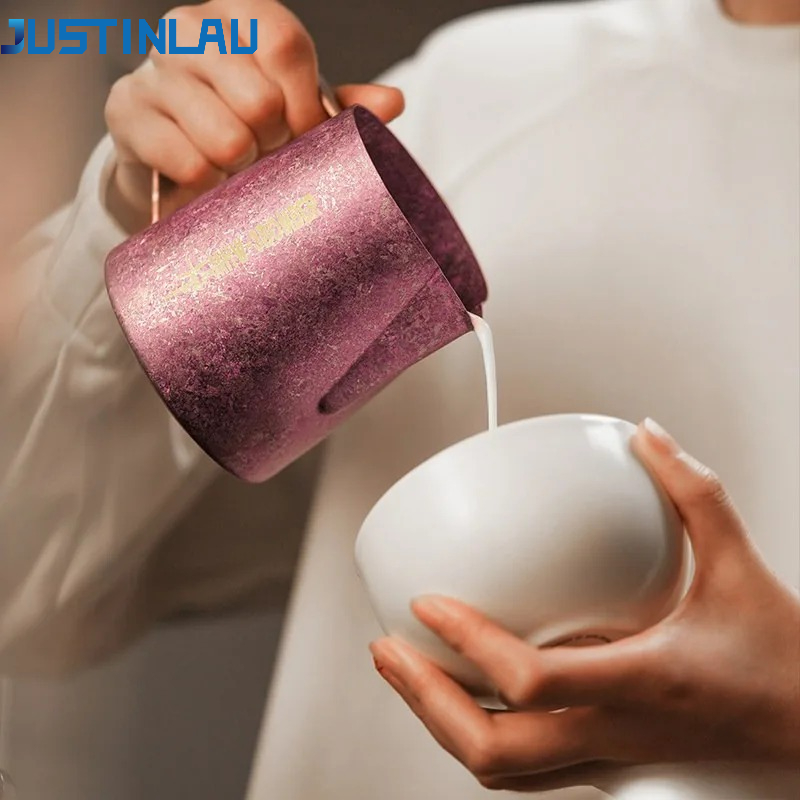Milk Steaming Pitcher - JUSTINLAU 600ml 純チタンミルクピッチャー抗菌ラテアートミルク泡立てジャグエスプレッソミルク蒸しピッチャーバリスタツール