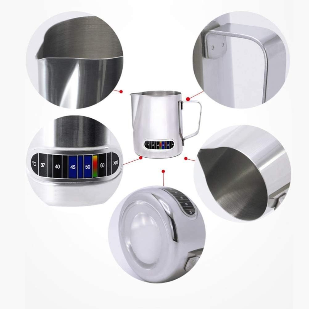温度計内蔵ミルク泡立てピッチャー、ラテアート用ジャグ、ステン - Milk Steaming Pitcher のレビューと価格
