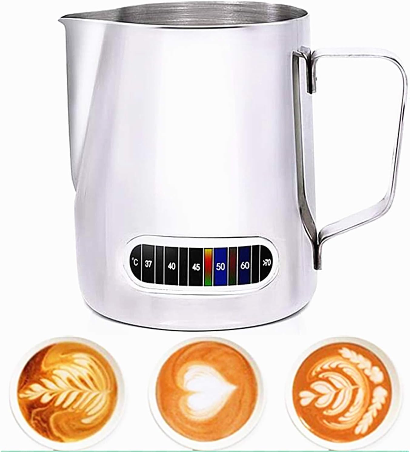 温度計内蔵ミルク泡立てピッチャー、ラテアート用ジャグ、ステン - Milk Steaming Pitcher のレビューと価格