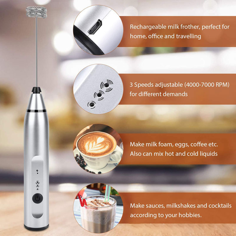 ミニ電動ハンドヘルドミルク泡立て器電動ブレンダー USB 電 - Milk Steaming Pitcher のレビューと価格