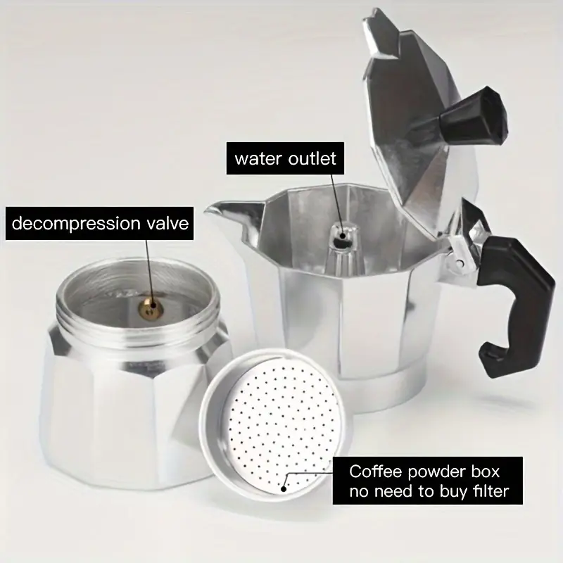 クラシックなアルミ製モカポット 50-300ML 家庭用コン - Coffee Equipment Wholesale のレビューと価格