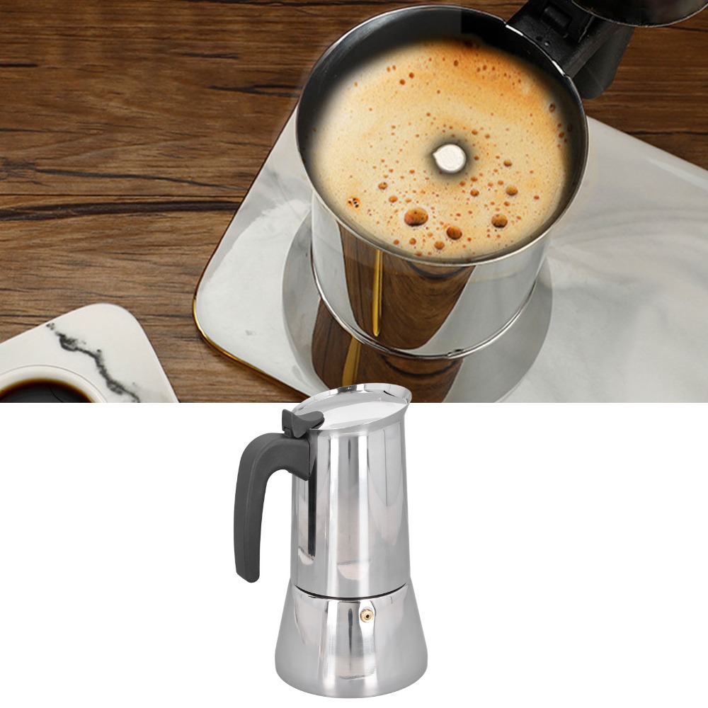 ステンレス製モカポット 大容量 シルバー ストーブトップモカ - Coffee Equipment Wholesale のレビューと価格